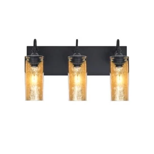 Besa Lighting Duke 3 Light Bathroom Vanity, Black/Gold - 3WG-DUKEGF-BK - Picture 1 of 1