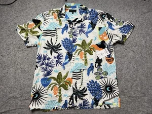 No Boundaries Shirt Mens Large Vivid White Hawaiian Rayon Button Up NEW NWT - Picture 1 of 6