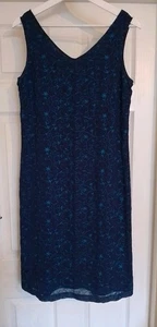 Laura Ashley-Ladies navy blue vintage Shift dress- Pretty, Embroidered-Size 8-10 - Picture 1 of 4