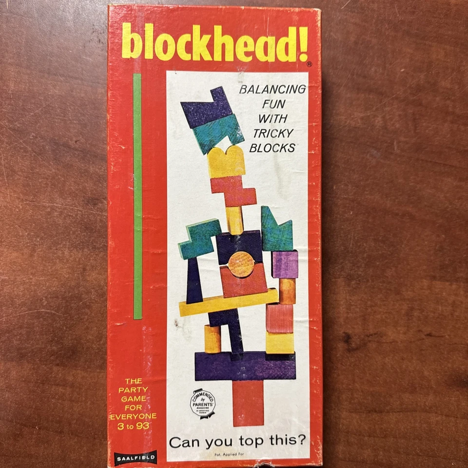 Vintage BLOCKHEAD Game 1954 SAALFIELD Are You A BLOCKHEAD? Party Game Complete  - Image 1 of 4