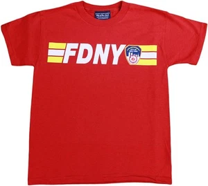 FDNY Kids Short Sleeve Screen Print 200 feet Back T-Shirt Red - Picture 1 of 2
