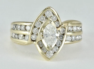 .97ctw Marquise Solitaire with Accents Engagement Ring 14k Yellow Gold - Image 1 of 4