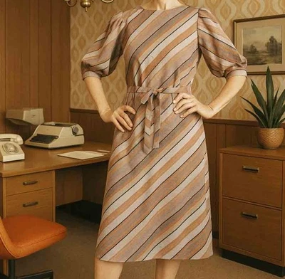 Vintage 80s Secretary Shift Dress Small Medium Ken Shaw - Image 1 of 4