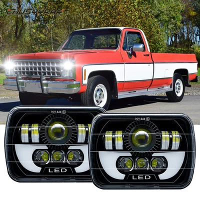 适用于雪佛兰 C10 C20 C30 K10 K20 K30 55W 7x6 英寸 LED 车头灯高低光束 — 第 1/4 张图片