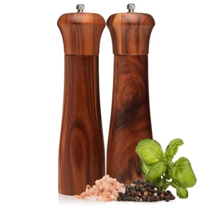 Wooden Salt and Pepper Grinder Set - Premium Acacia Wood Grinders with Adjust... - Picture 1 of 6