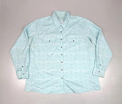 Ariat Tek VentTek Button Up Shirt Mens 2XL Teal Aztec Performance Workwear  - Image 1 of 4