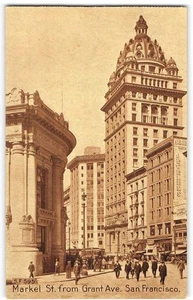 Market Street Scene Grant Avenue SAN FRANCISCO California 1910s Antique Postcard - Bild 1 von 2