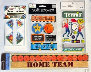 Basketball Tennis Sports Scrapbook Dimensional Stickers Borders Lot 4 Packs NIP - Picture 1 of 3