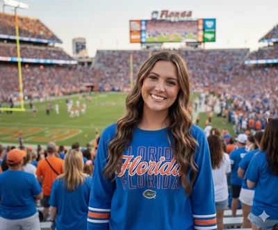 Camisa Florida Gators gola redonda feminina média fanática azul/laranja manga longa nova com etiquetas - Imagem 1 de 4