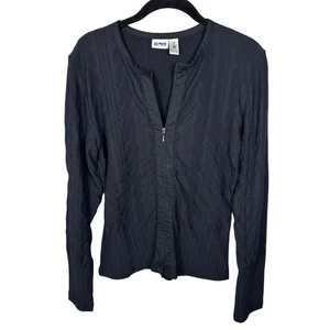 Vintage Acorn Black Ribbed Long Sleeve Jacket Women's Small - Picture 1 of 5