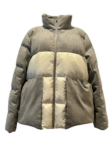 Lululemon Grey & White Wool & Nylon Short Padded Puffer Coat Jacket US 10 UK 14 - Picture 1 of 21