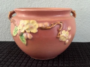 Vintage 1940's Roseville Art Pottery Apple Blossom Jardiniere 300-4" in Pink - Picture 1 of 9