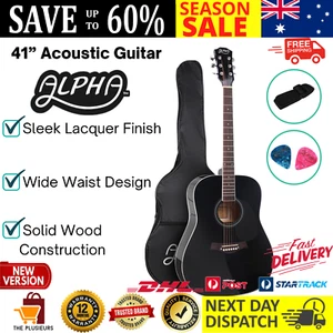 Alpha 41” Inch Acoustic Guitar Classical Wooden Folk Full-size Steel String New - Picture 1 of 13
