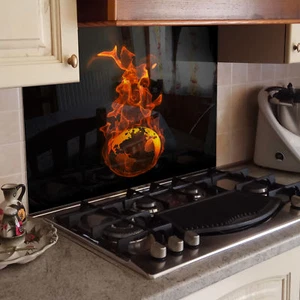 KÜCHENRÜCKWAND Spritzschutz Küche Gehärtetes Glas Feuer element rot - Bild 1 von 3