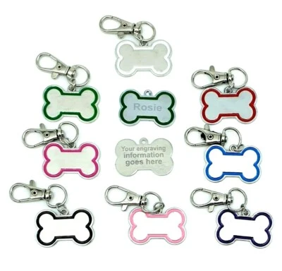 personalised bone dog id tags dog tag pet cat reflective - Image 1 of 2