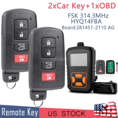 Llavero para auto Toyota Highlander 2014 2015 2016 2017 2018 2019 HYQ14FBA 2110 AG Foto 1 de 4