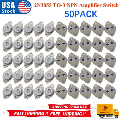 50X 2N3055 TO-3 NPN Verstärker Schalter Transistor Audio Power Metallgehäuse 15A/60V - Bild 1 von 4