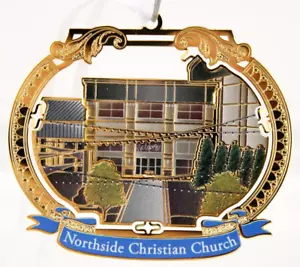 NORTHSIDE CHRISTIAN CHURCH ORNAMENT NEW ALBANY INDIANA PAINTED BRASS LASERCUT - Bild 1 von 12