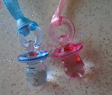 lot 2pcs Breloque Tétine pendentif bébé  Décoration Baptême 31mm bleu ou rose 