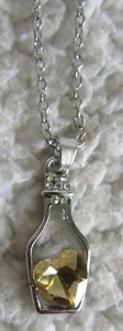 Ladies Necklace & Yellow Heart In Drift Bottle With Free Organza Bag Brand New - Picture 1 of 4