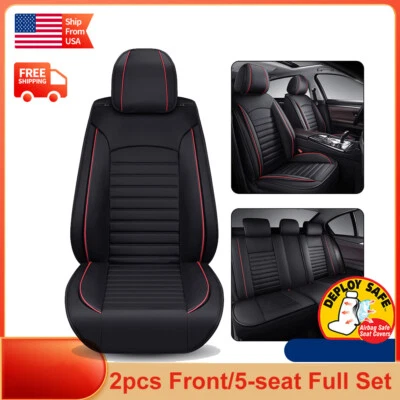 For Chevrolet Silverado GMC 1500 2500HD 3500HD Leather Car Seat Cover 2/5-Seats - Image 1 of 4