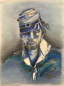 Blue Soldier Civil War William Poechhacker 13.5x11 Original Pastels Portrait Art - Picture 1 of 4