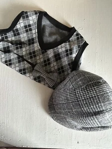 Kids Argyle Vest W/ Newsboy Hat W/ Houndstooth Bow - Picture 1 of 4