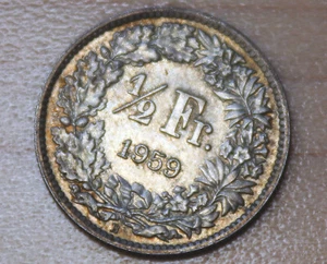 1959 Switzerland 1/2 Franc Silver - Picture 1 of 2