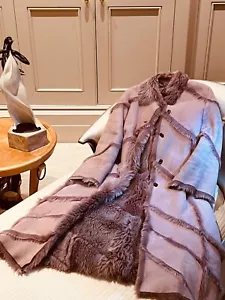 womens shearling full length coat, Pink Rose, Karl Donoghue, luxury British made - Picture 1 of 5