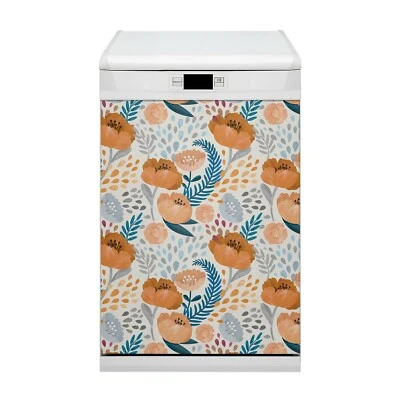 Abwaschbar Magnet Geschirrspüler Aufkleber Spülmaschine Gemalt Mohnblumen - Bild 1 von 4