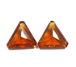 43.55 Ct Finest Brandy Citrine Matching Pair Trillion Cut Loose Gems 20.8x20.6MM - Picture 1 of 9