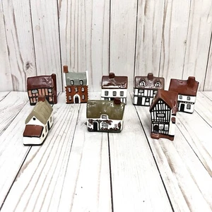 Lot of 8 Vintage Country Suffolk Cottages Mudlen End Studio Ceramic Miniatures - Picture 1 of 20