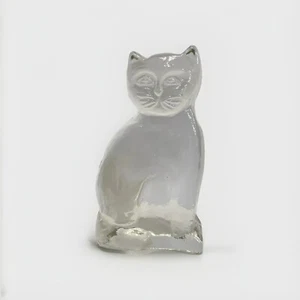 Vintage Crystal Cat 5.75” Paperweight Figurine Glass Kitty Heavy Sitting Y819 - Picture 1 of 10