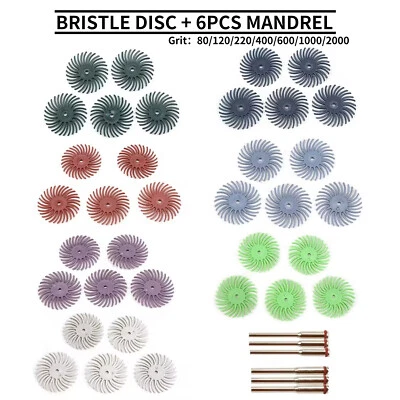 35Pcs Radial Bristle Brush Disc Detail Abrasive Brush Kit 1/8" Shank Rotary Tool