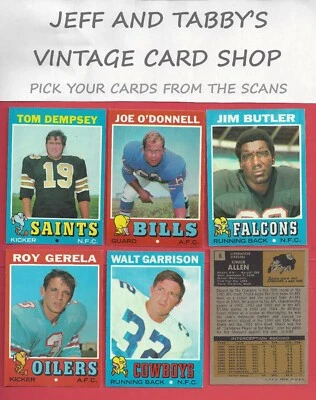 1971 TOPPS FOOTBALL #133 TO #263 / SEE DROP DOWN MENU FOR CARD YOU WILL RECEIVE. - Image 1 of 4