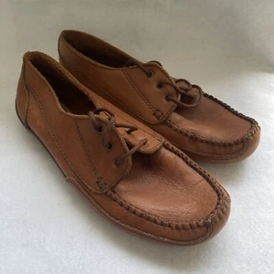 J Murphy Low Top Leather Lace Up Moccasins Shoes Brown Size S/M - Picture 1 of 6