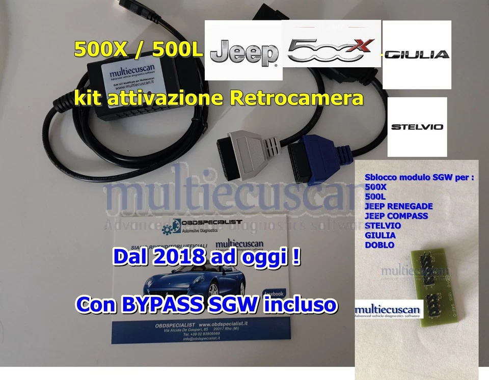Multiecuscan ELM 327 CAN + software FIAT KIT RETROCAMERA PROXY GIULIA JEEP 500X Foto 1 de 3