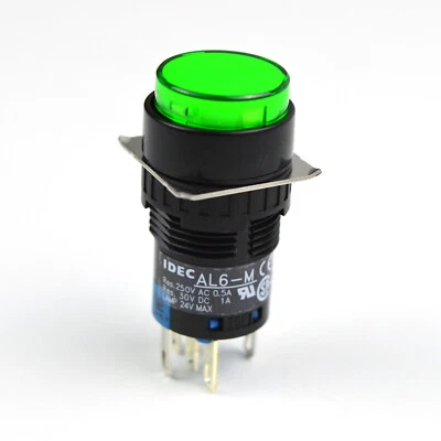 IDEC AL6M-P4GC Pilot Light F16mm Round 24VAC/DC LED Quick Connect Green✦Kd - Image 1 of 4