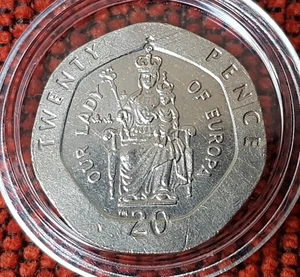 1999 GIBRALTAR 20P Our Lady of Europe AU COIN IN PROTECTIVE CAPSULE - Picture 1 of 2