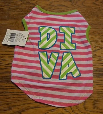 Sz S Hot Pink & White Stripe "DIVA" T-Shirt  Puppy/Dog nwt - Image 1 of 2