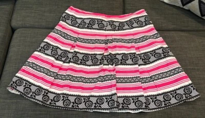 NWT Dana Buchman sz 14 Cotton fully lined spring themed pink black pleated skirt - Image 1 of 4