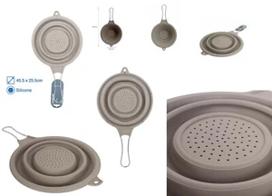 Strainer Silicone Strainer With Chrome Handle Folding Colander Compact - Picture 1 of 1