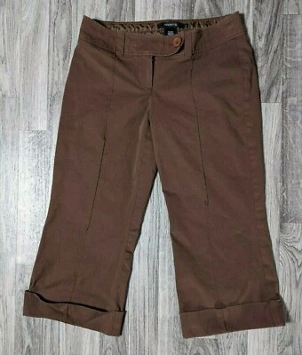 Arden B. 女式 2 码袖口棕色卡普里裤 — 第 1/4 张图片