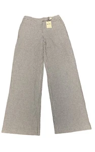 NWT Boden Gray White Pinstripe Pants Size 10L Long Slacks Mid Rise Wide Leg - Picture 1 of 14
