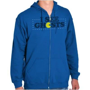Funny I See Ghosts Retro Video Game Humor Sweatshirt Zip Up Hoodie Men Women - Picture 1 of 8