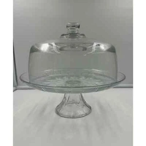 "Piedistallo ciotola a cupola in vetro massiccio vintage supporto per torte Starburst 12"" - Foto 1 di 3