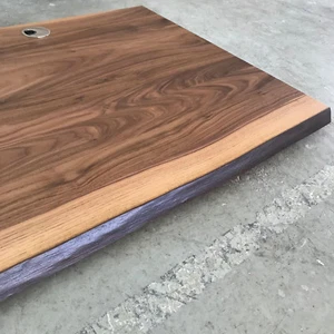 Tischplatte Platte Nussbaum Massiv Holz mit Baumkante Schreibtischplatte NEU - Bild 1 von 12
