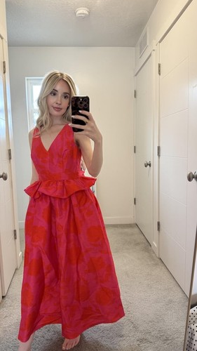 ABITO DA FESTA MIDI PEPLUM ROSSO ROSA TARGET KATE SPADE NEW YORK FUORI PRODUZIONE 8