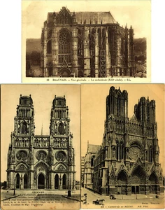 Lote de 3 postales vintage de catedrales de Orleans Beauvais Reims Francia - Imagen 1 de 7