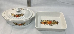 Vtg Stoneware Casserole Dish Lid Made In Japan Vegetable Harvest Ovenproof - Picture 1 of 4